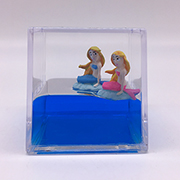 Paperweight Cube with Mermaid Floaters